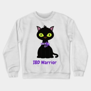 Black Cat with Purple Awareness Ribbon Crewneck Sweatshirt